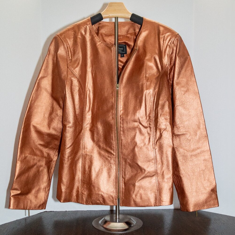 Vintage Terry Lewis Genuine Leather Metallic Bronze Jacket Women’s M